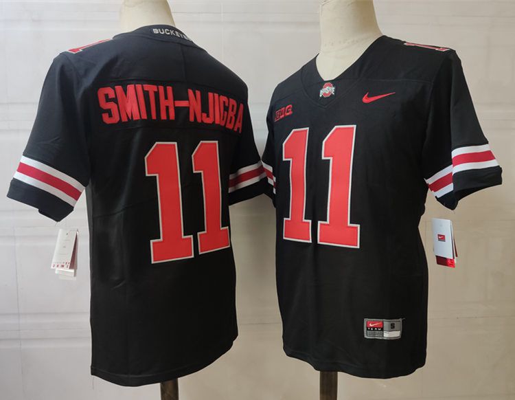 Men Ohio State Buckeyes 11 Smith-Njigba Black Nike 2025 NCAA Jersey
